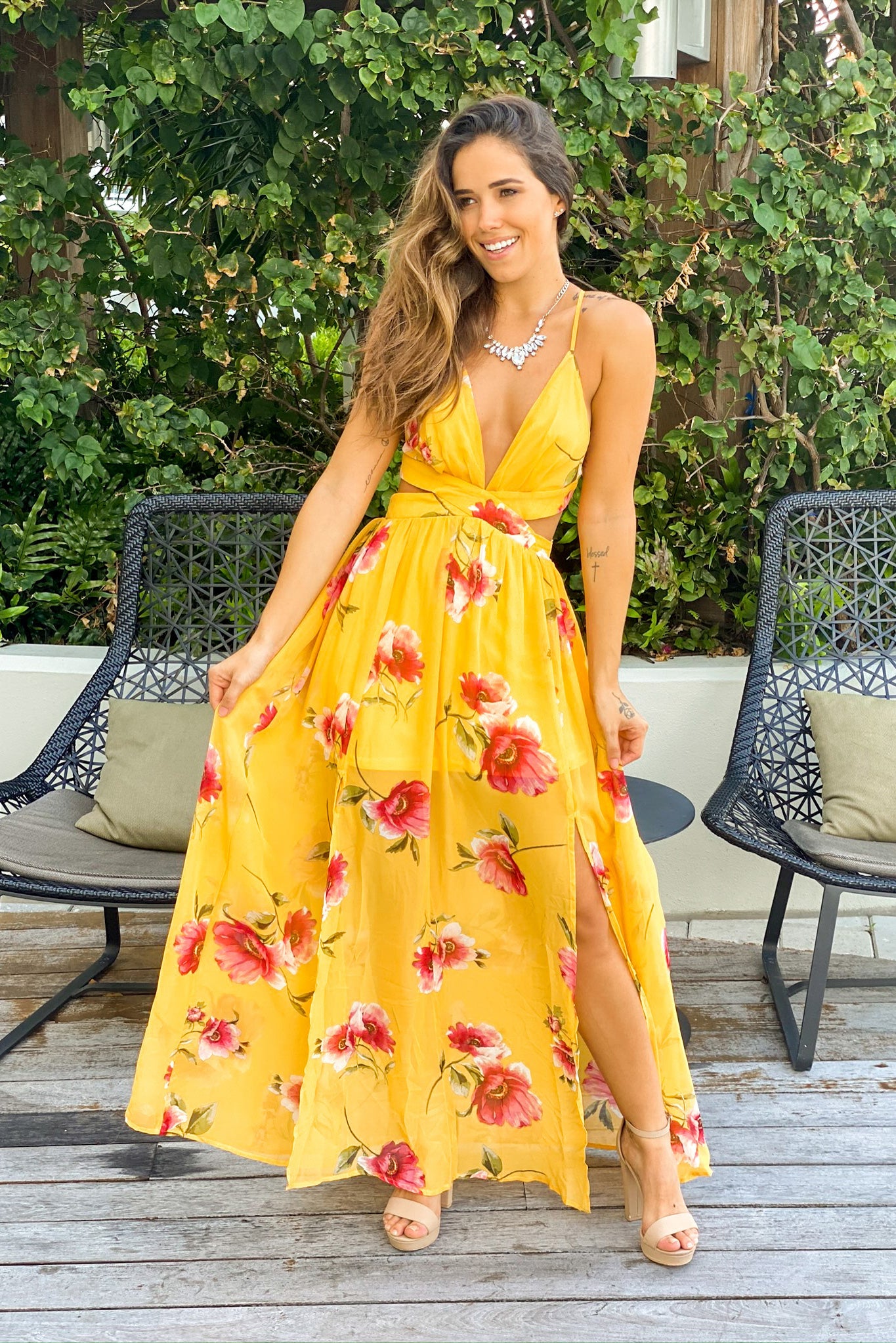 yellow flower dress