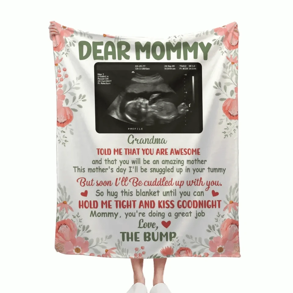 Soon I’ll Be Cuddled Up With You - Family Personalized Custom Photo Blanket - Baby Shower Gift, Gift For First Mom