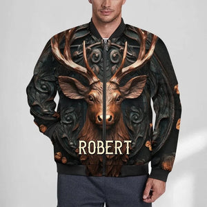 Hunting Themed Custom Jackets - Personalized Name Engraved Jackets - As Gifts For Friends, Hunting Enthusiasts, Co-Workers - Giftihug