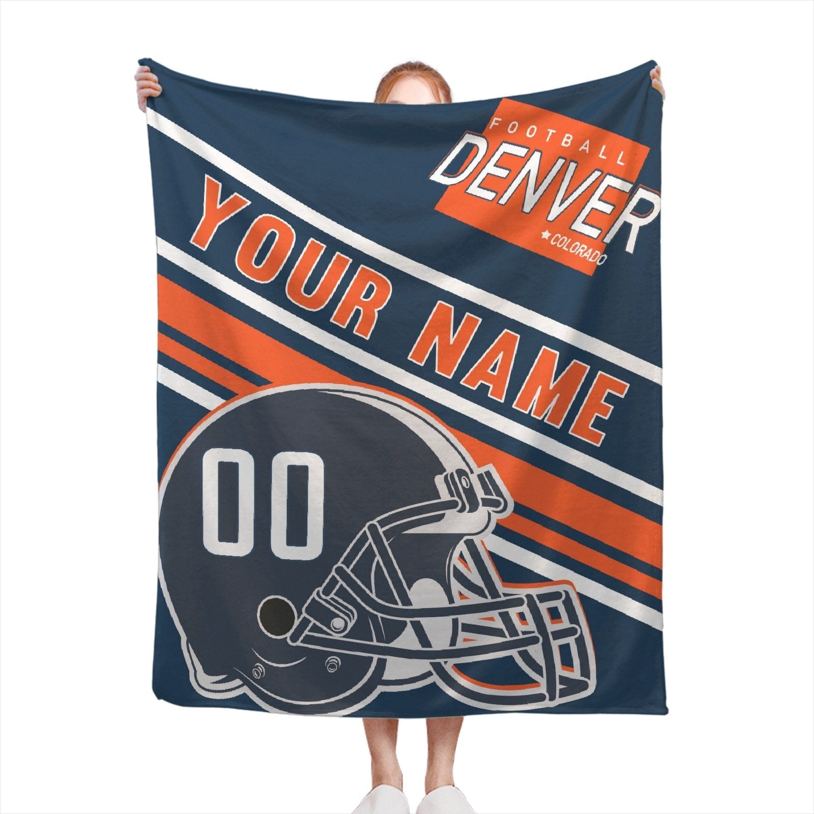 Personalized Football DENVER Custom Fans Add Name Number Blanket