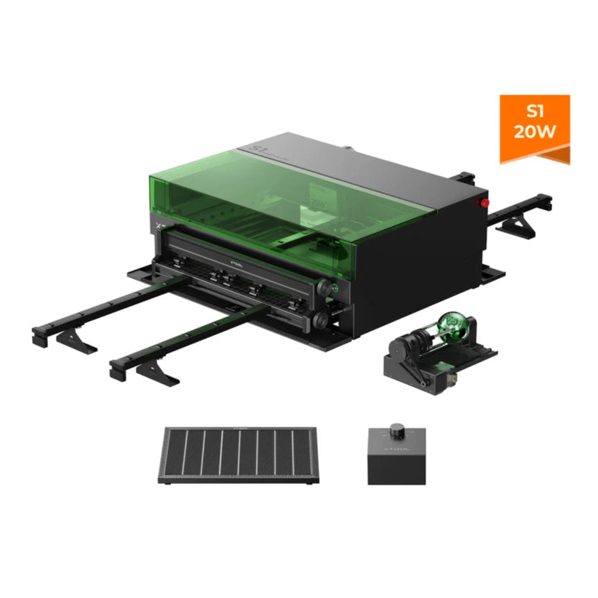 xTool S1 Laser Cutter & Engraver Machine Bundle w/ Rotary, Rail, Riser, Filter - 40W Diode Laser +