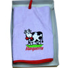 French Round Kitchen Towel with Marguerite the Cow Purple