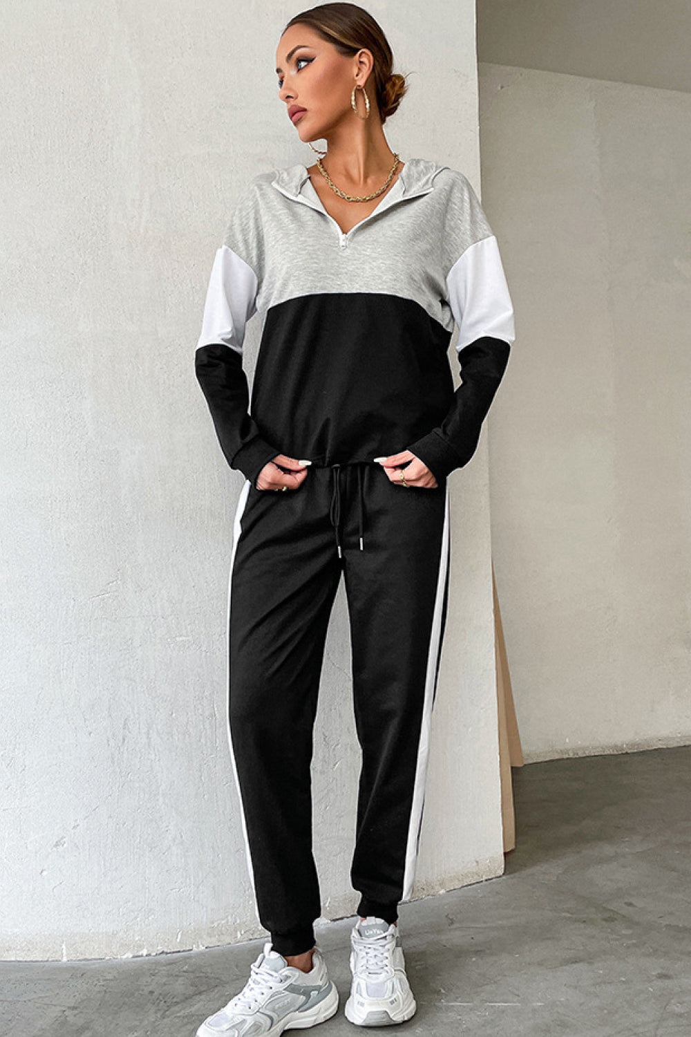 Cleo Striped Hoodie and Drawstring Joggers Set