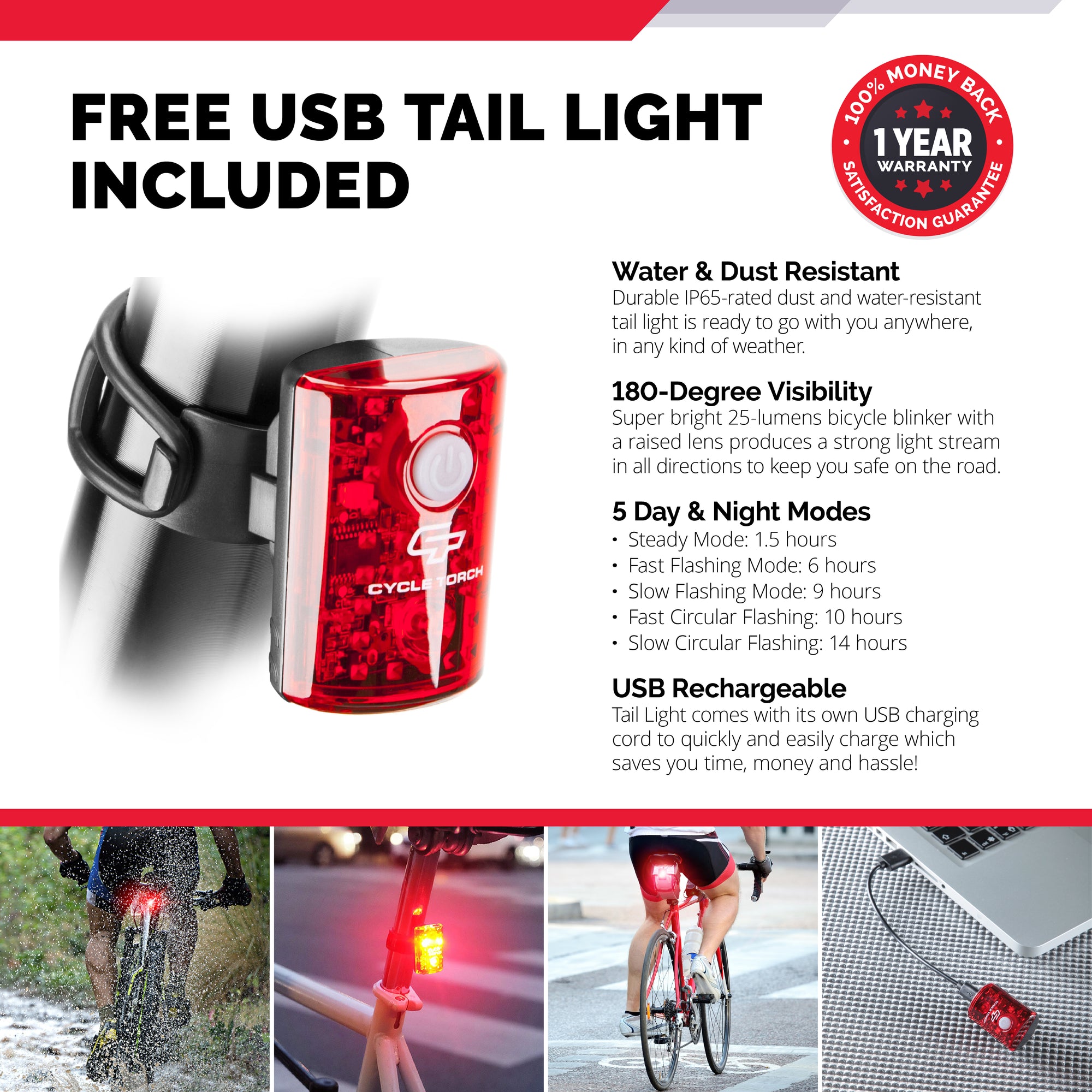 Details about  / Powerful 3200mAh For Bicycle Light Torch USB Rechargeable Battery Flashlight New