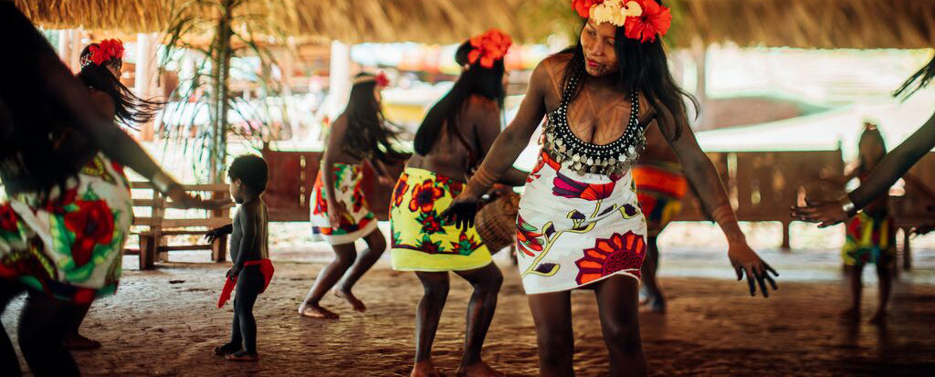 Embera Women dancing traditional Dance