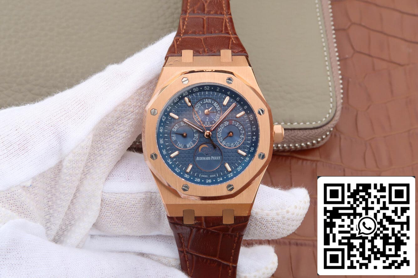Audemars Piguet Royal Oak Perpetual Calendar 26574 1:1 Best Edition JF Factory Rose Gold Blue Dial