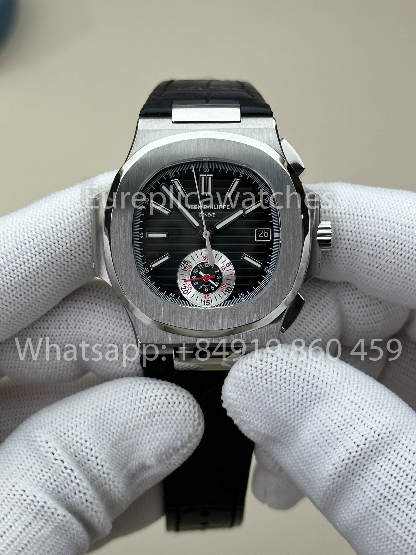 Patek Philippe Nautilus 5980/1A-001 1:1 Best Version 3K Factory V3 Upgraded leather Strap Grey Dial