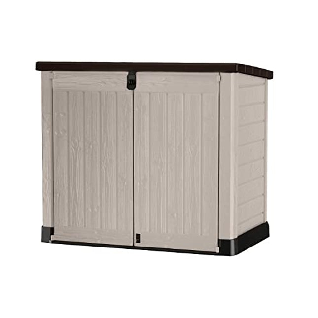 Keter Store It Out Nova Outdoor Garden Furniture Storage Shed Light Grey  with Dark Grey Lid | Fade Free | All Weather Resistant | Safe and Secure 