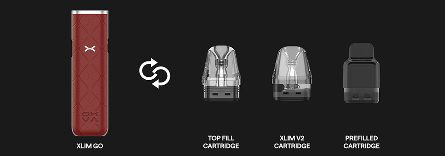 Oxva Xlim Go is Compatible with Oxva Top Fill Pods, Xlim V2 Pods and Oxva Prefilled Pods