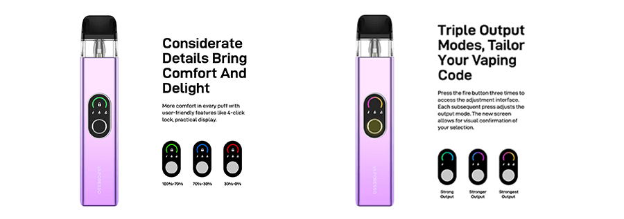 Vaporesso XROS 4 Kit - 3 Power Modes and RGB Remaining Battery Indicator
