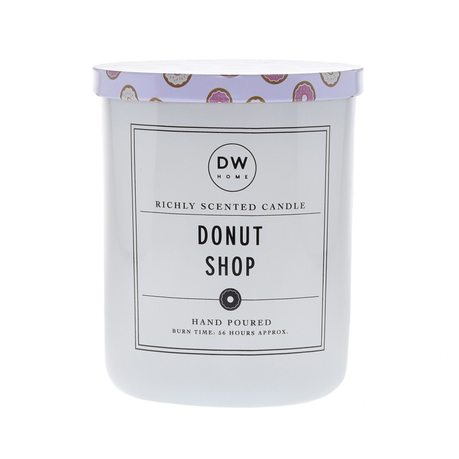 RICHLY SCENTED CANDLE DONUT SHOP Q HAND POURED BURN TIME: 566 HOURS APPROX. 