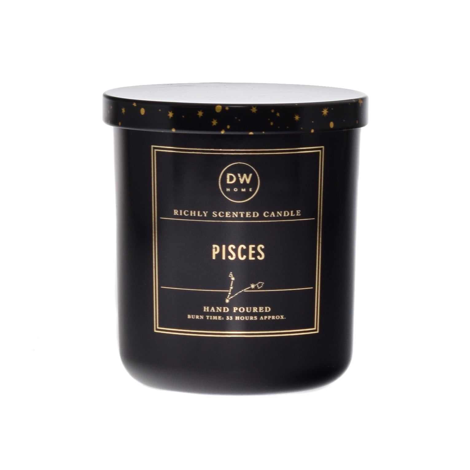 CRC- RICHLY SCENTED CANDLE PISCES HAND POURED BURN TIME: 33 HOURS APPROX 