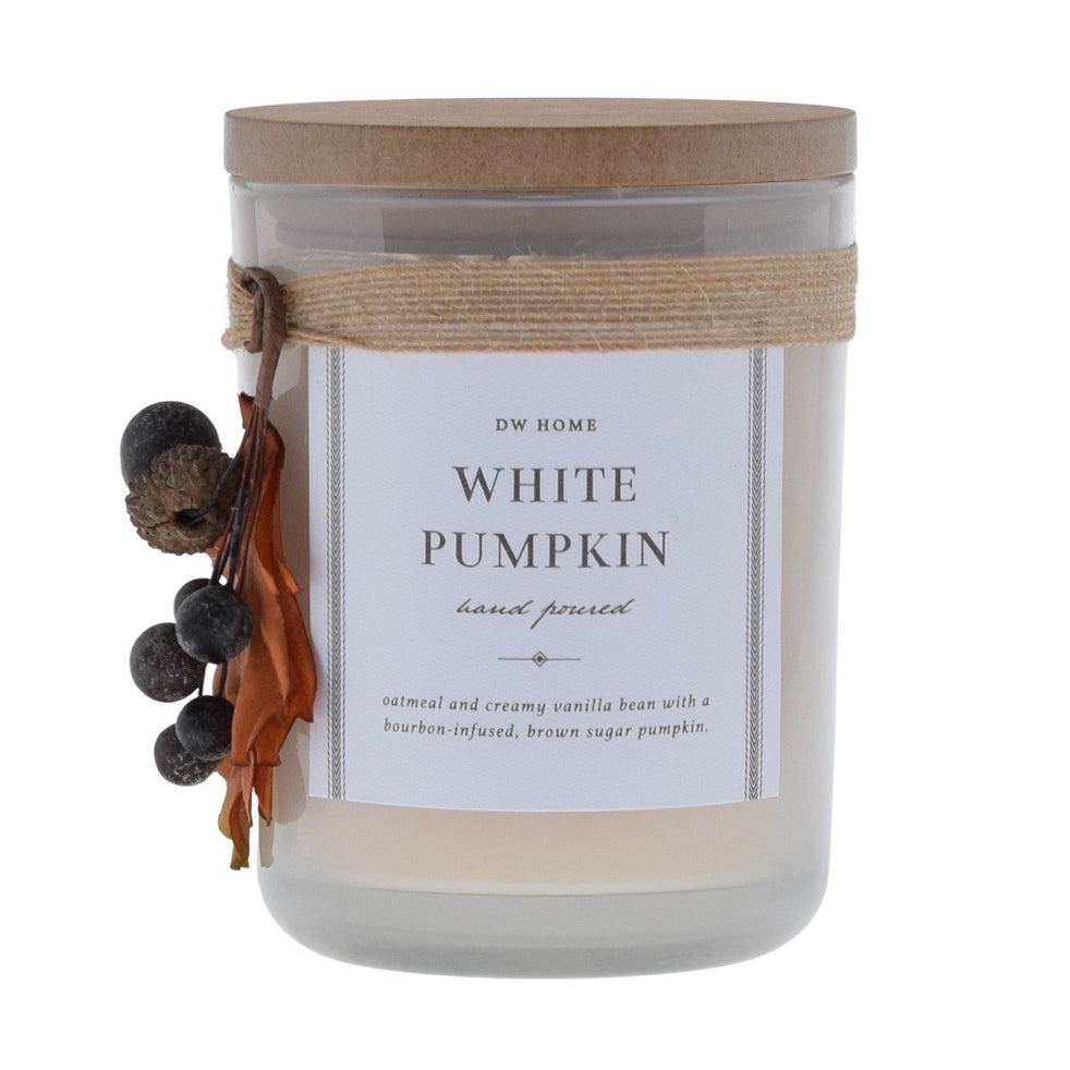 DW HOME WHITE PUMPKIN Wm e oatmeal and creamy vanilla bean with @ bourbon-infused, brown sugar pumpkin: 