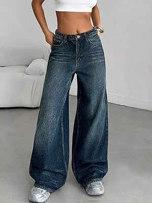 Vintage Wash Wide Leg Jeans - Demule 