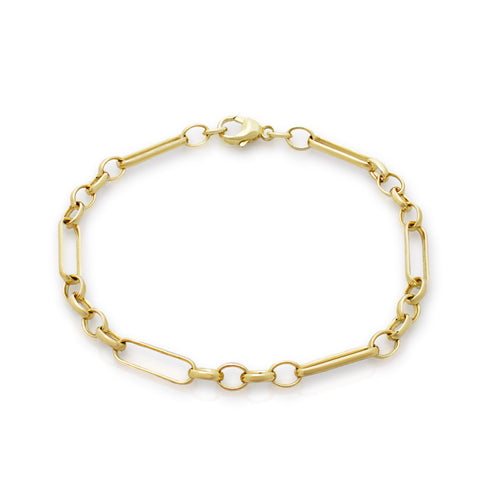 Gold chain bracelet. Figaro bracelet. Serena Ansell Fine Jewellery.