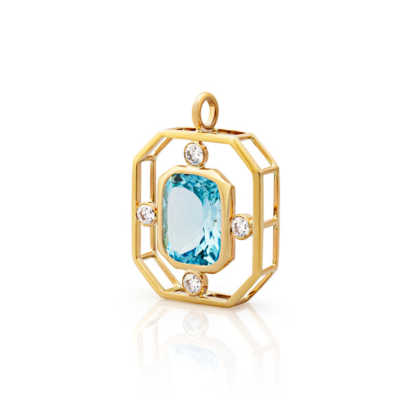 Topaz and Diamond pendant. Bespoke pendant. Bespoke jewellery designer London. London jeweller. Serena Ansell Jewellery.