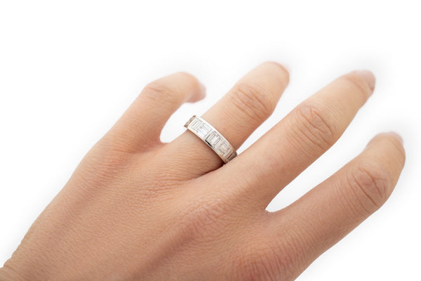 Brickwork baguette diamond ring. Diamond eternity ring. Baguette diamond ring. Diamond band. Serena Ansell Jewellery.