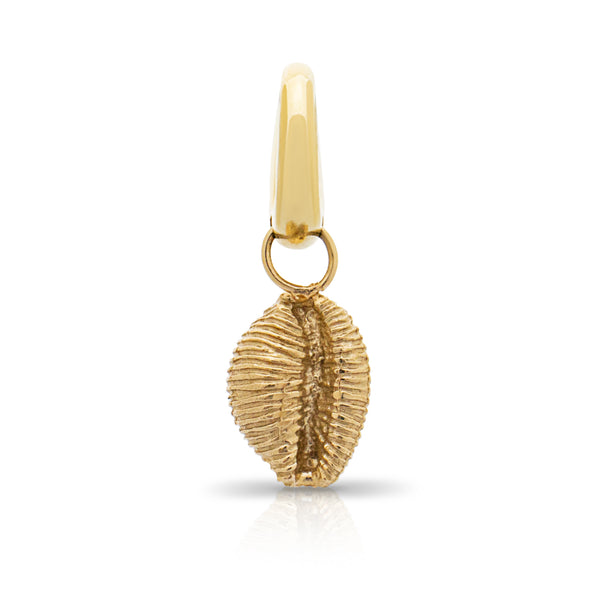 Langland Bay pendant charm. Cowrie shell pendant charm. Solid gold shell. Shell jewellery. Those Happy Places. Serena Ansell Jewellery