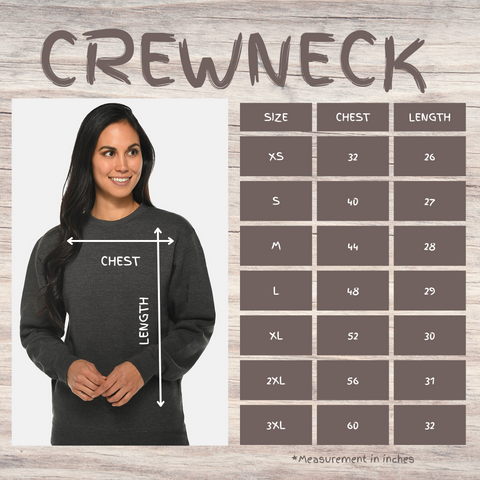 crewneck sizing chart