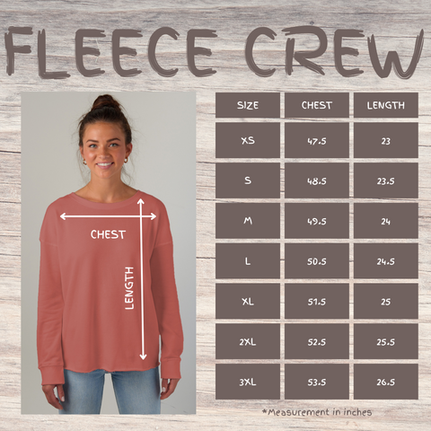 fleece crewneck size chart
