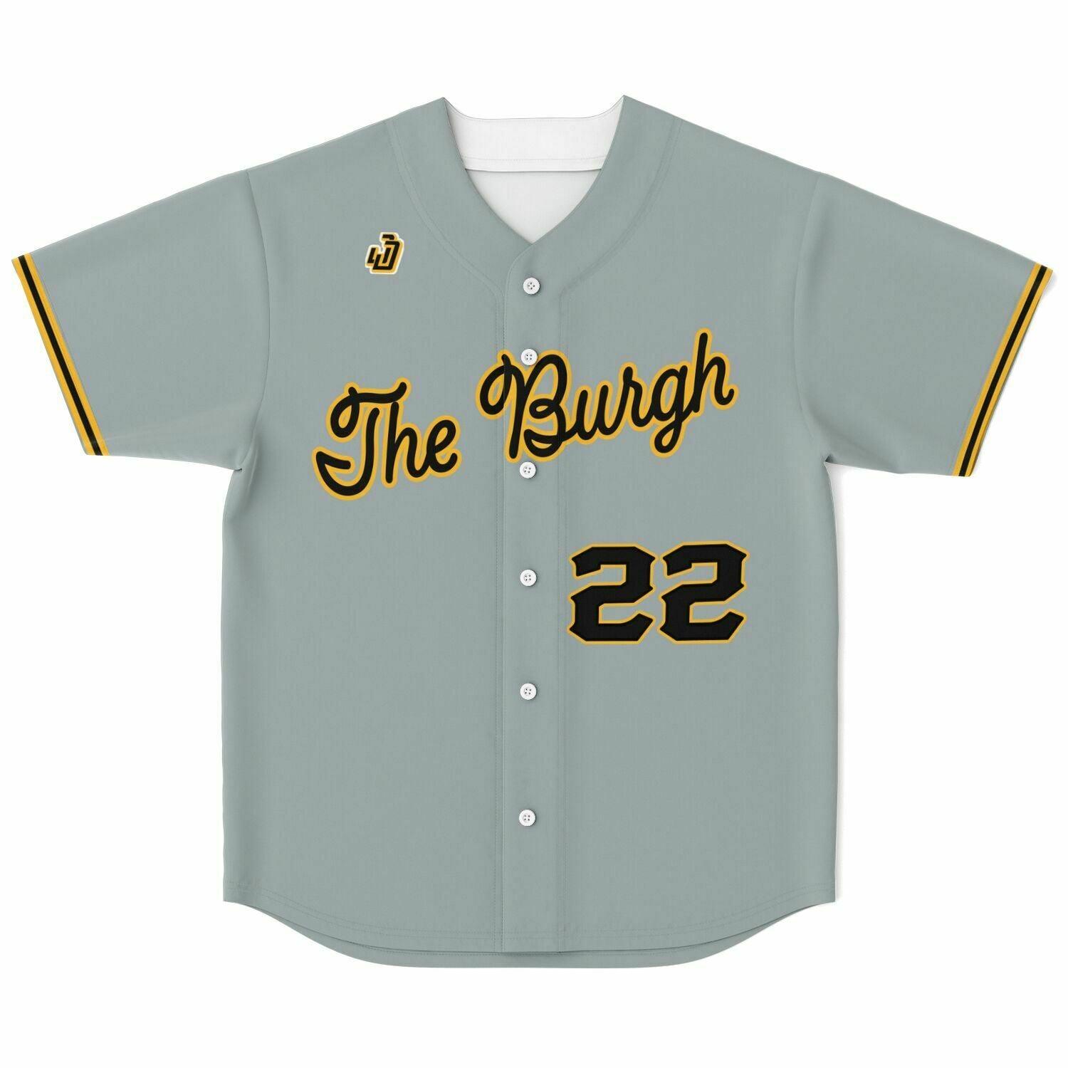 The Burgh Script City Baseball Jersey Gray