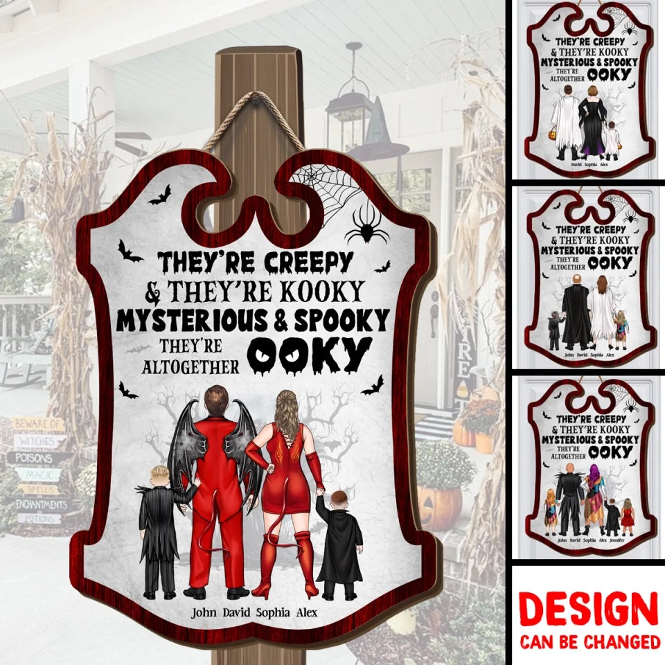 They're Creepy They're Kooky Personalized Halloween Family Wood Sign Gift For Family