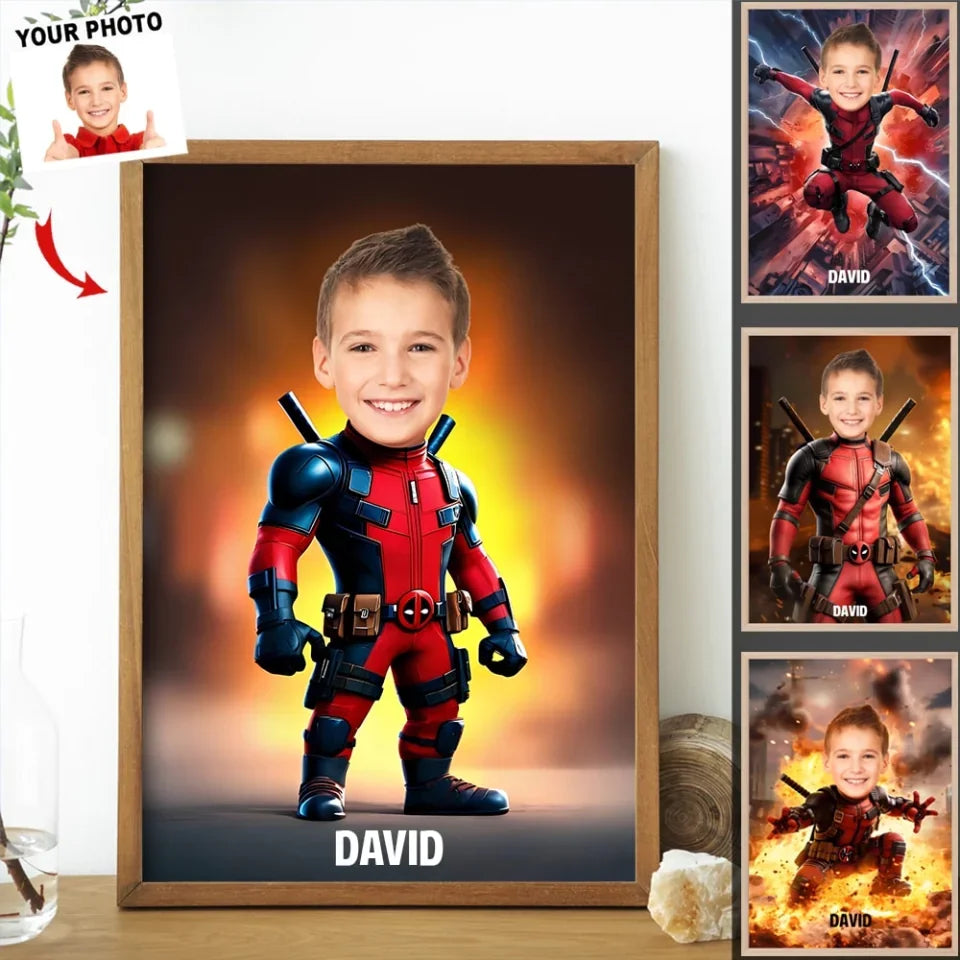 AV1- Deadpool - Personalized Canvas, Poster , Blanket Custom Photo Upload - Gift For Kid