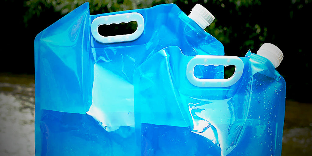 image of two collapsible drinking water storage containers
