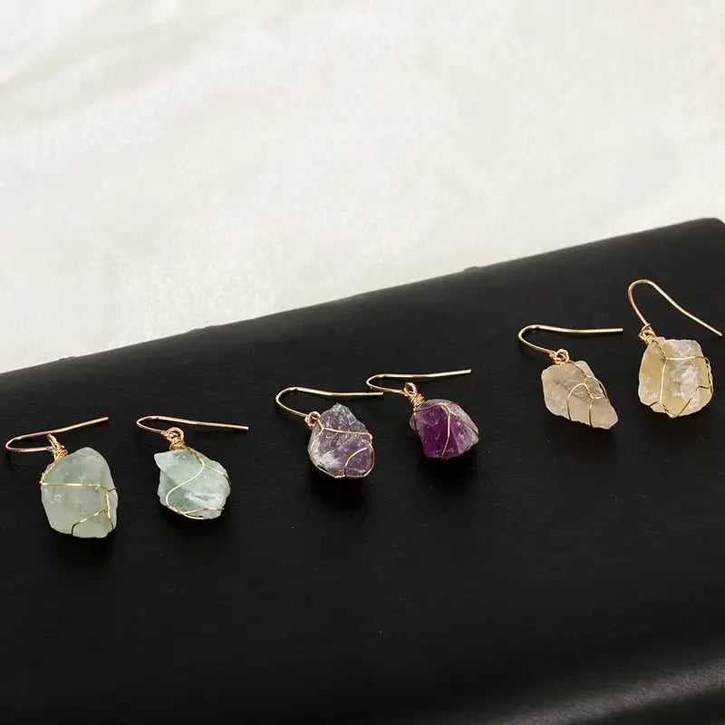 Natural Mixed Rough Stone Earrings