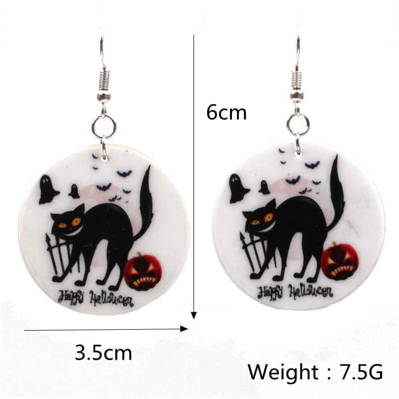 Halloween Black Cat Pumpkin Earrings Ghost Festival