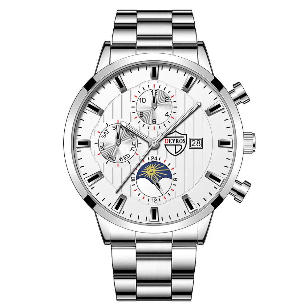 Fashion Men’s Calendar Casual Luminous Stainless Steel Watch