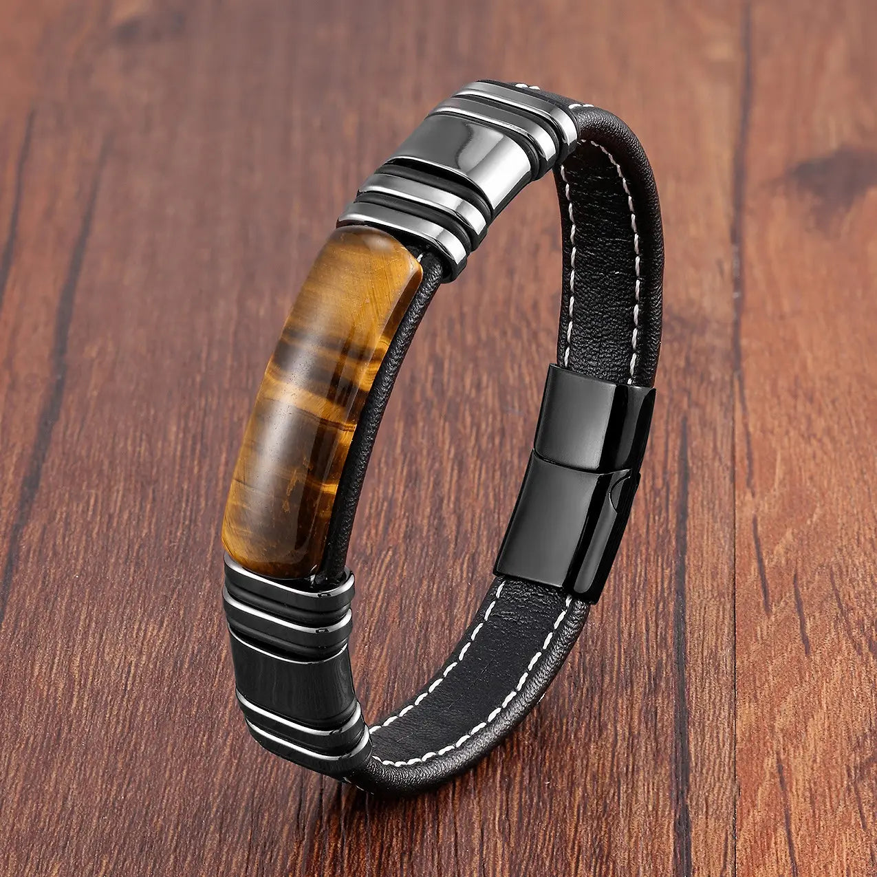 Stainless Steel Leather Rope Bracelet for Men