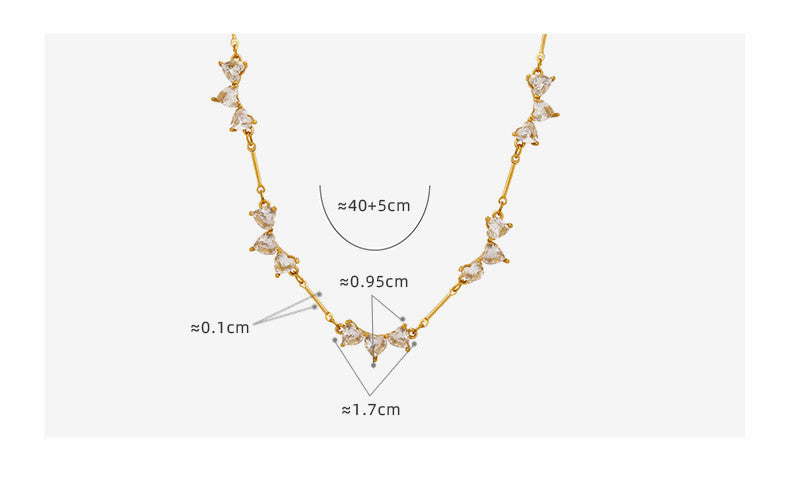 Heart-shaped Zircon Stitch Necklace