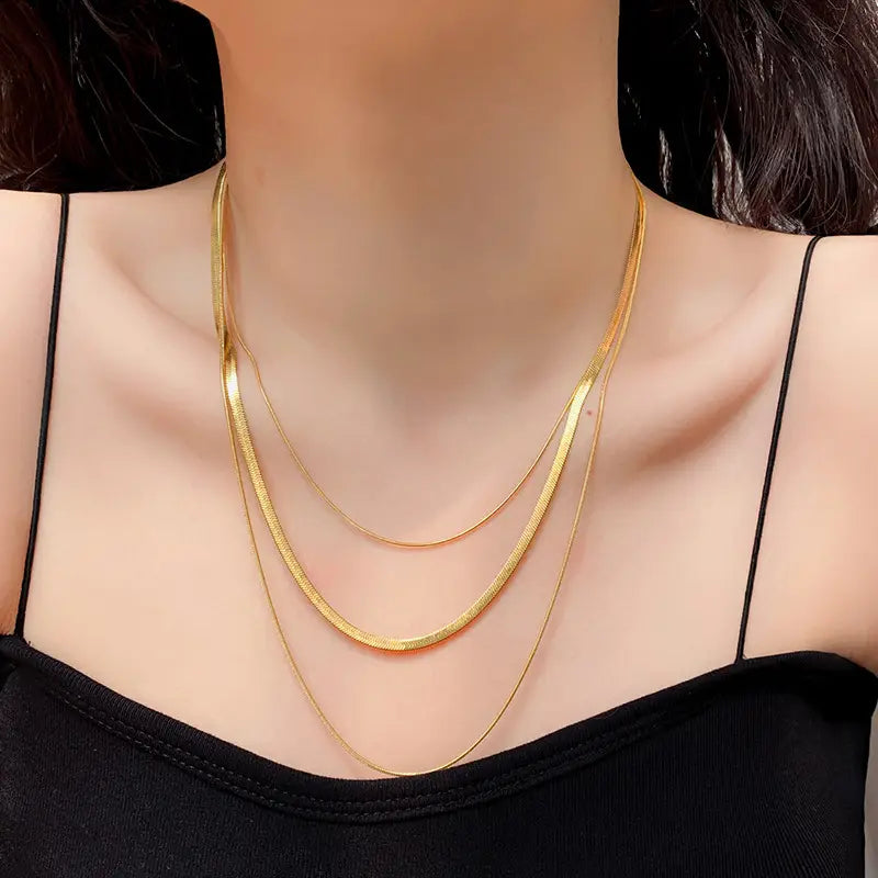 Snake Bone Three-layer Clavicle Chain