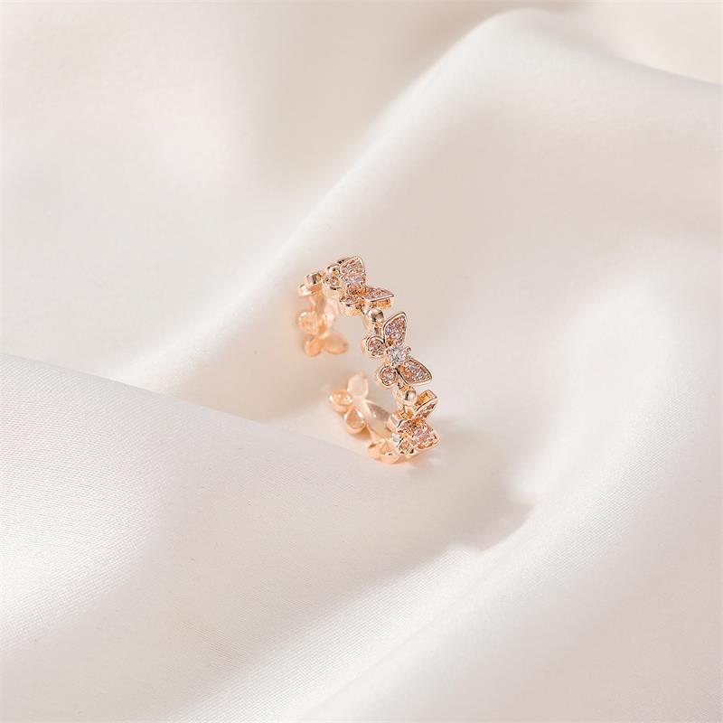 Diamond Butterfly Zircon Adjustable Ring
