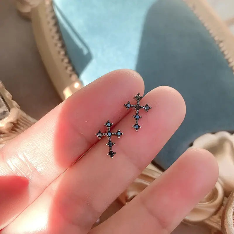 Men’s Black Diamond Cross Earrings