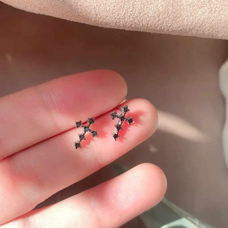 Men’s Black Diamond Cross Earrings