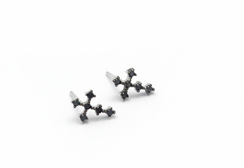 Men’s Black Diamond Cross Earrings