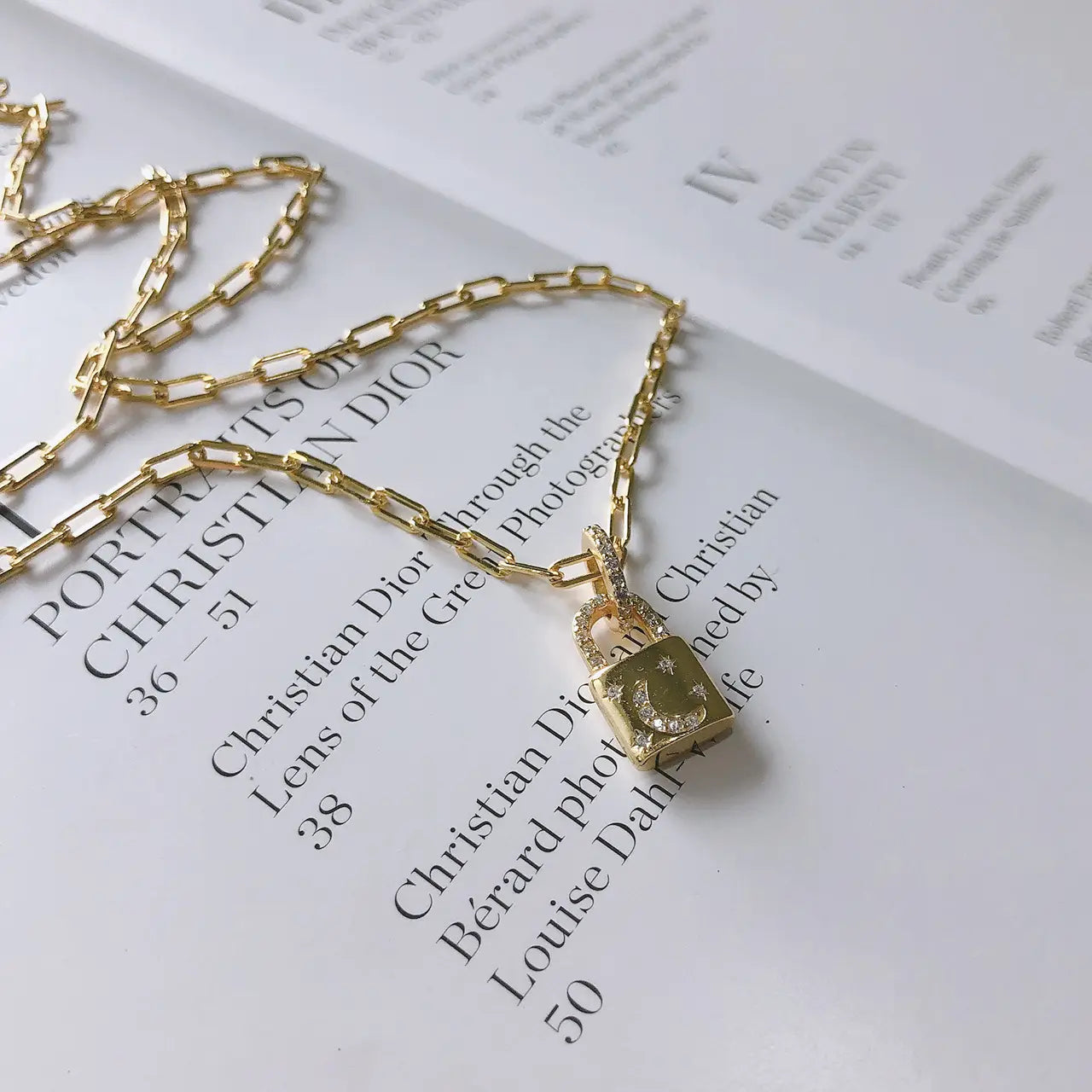 Silver Diamond Lock Necklace