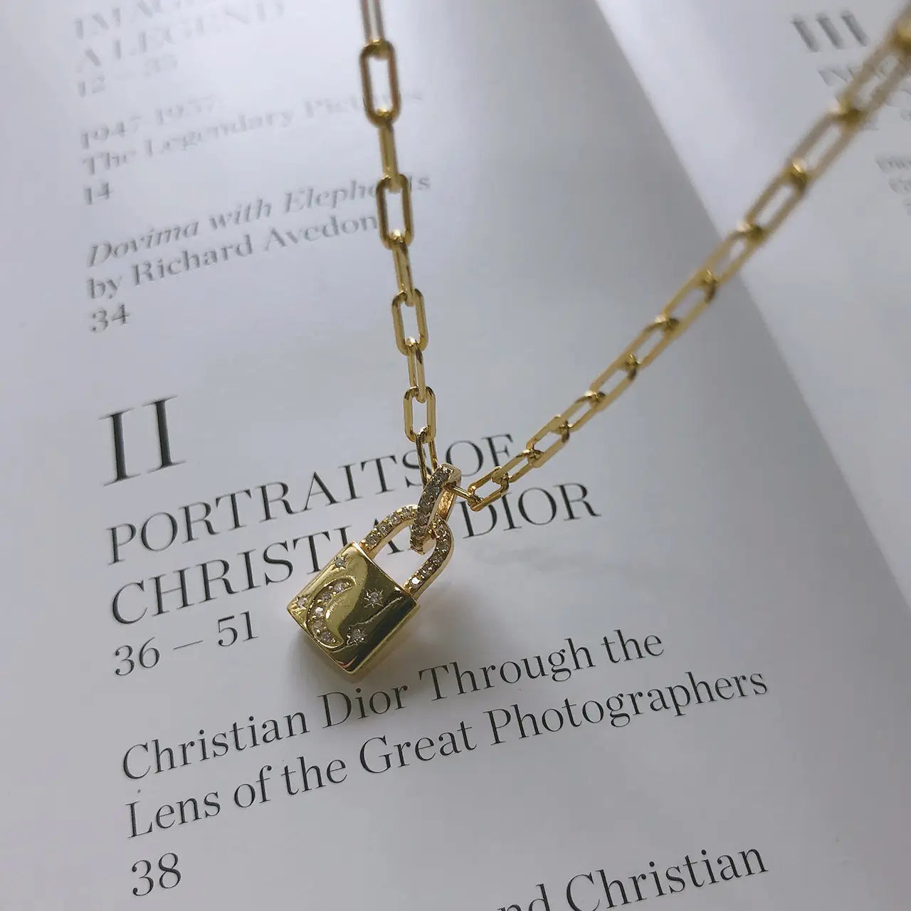 Silver Diamond Lock Necklace