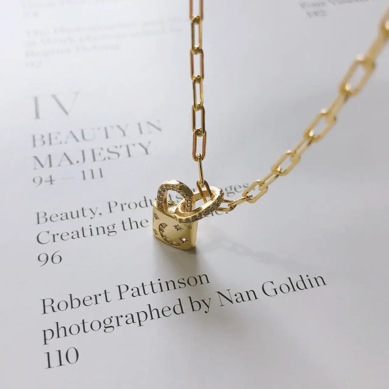 Silver Diamond Lock Necklace