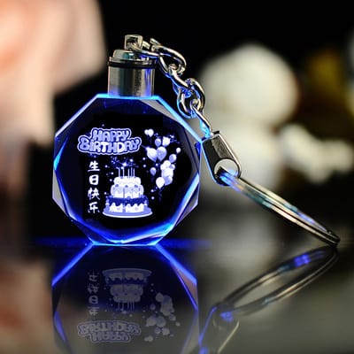 Custom Carved LED Crystal Keychain