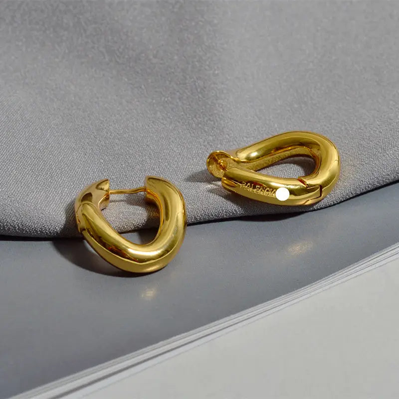 Brass True Gold Plated Oval Hoop Earrings