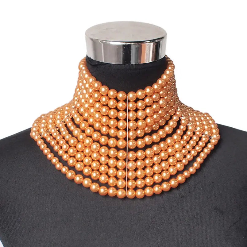 Multi-layered Pearl Short Necklace