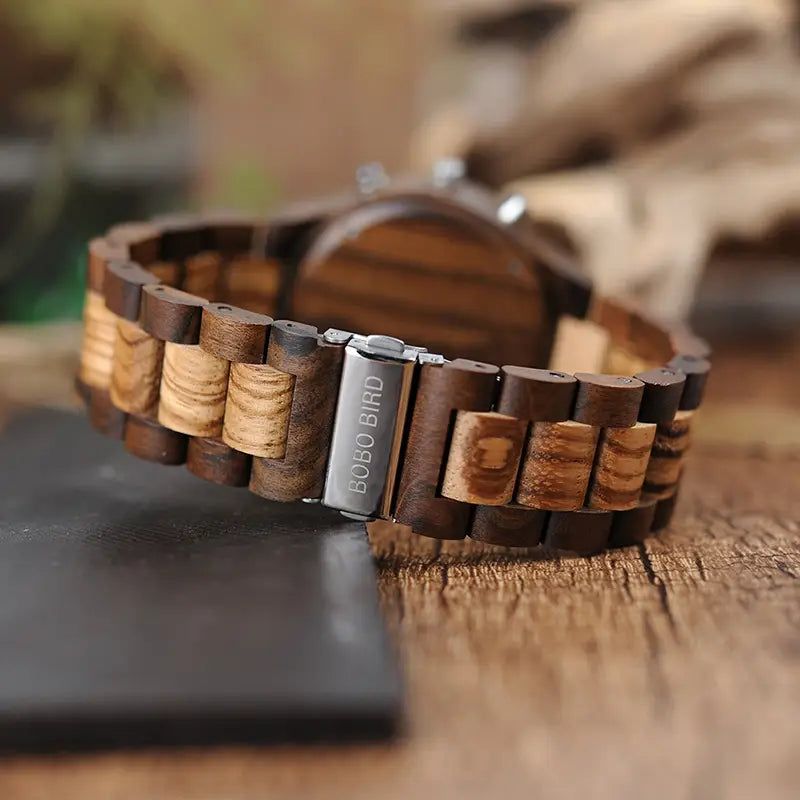 Full Wood Dual Movement LED Watch