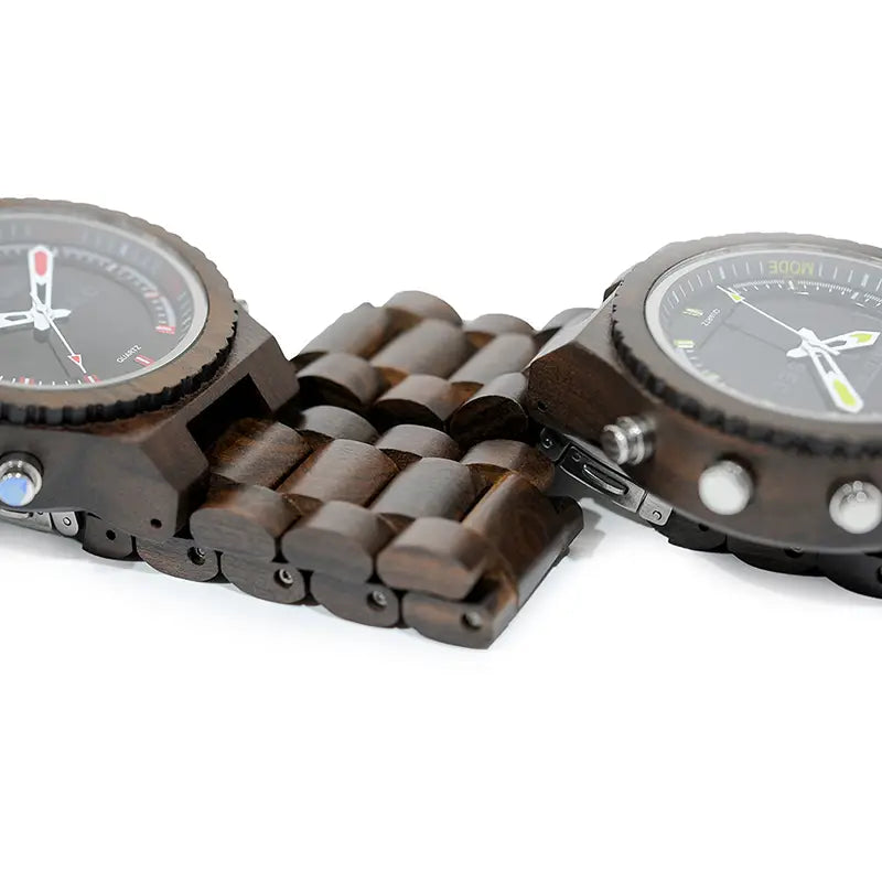 Full Wood Dual Movement LED Watch