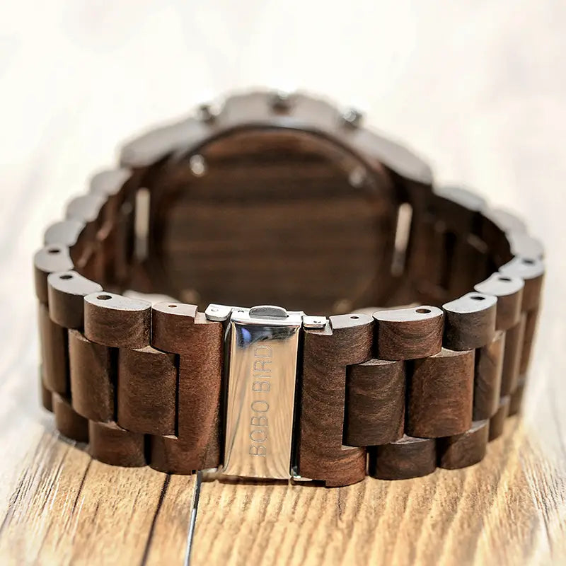 Full Wood Dual Movement LED Watch
