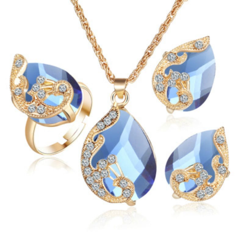Rhinestone Alloy Necklace Earrings Wedding Jewelry