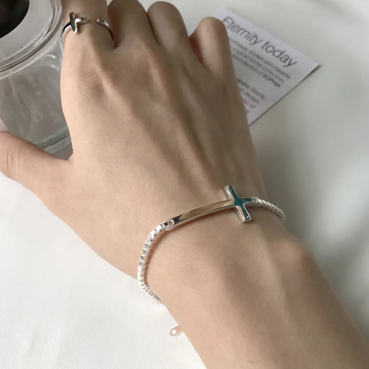 Sterling Silver Cross Bracelet
