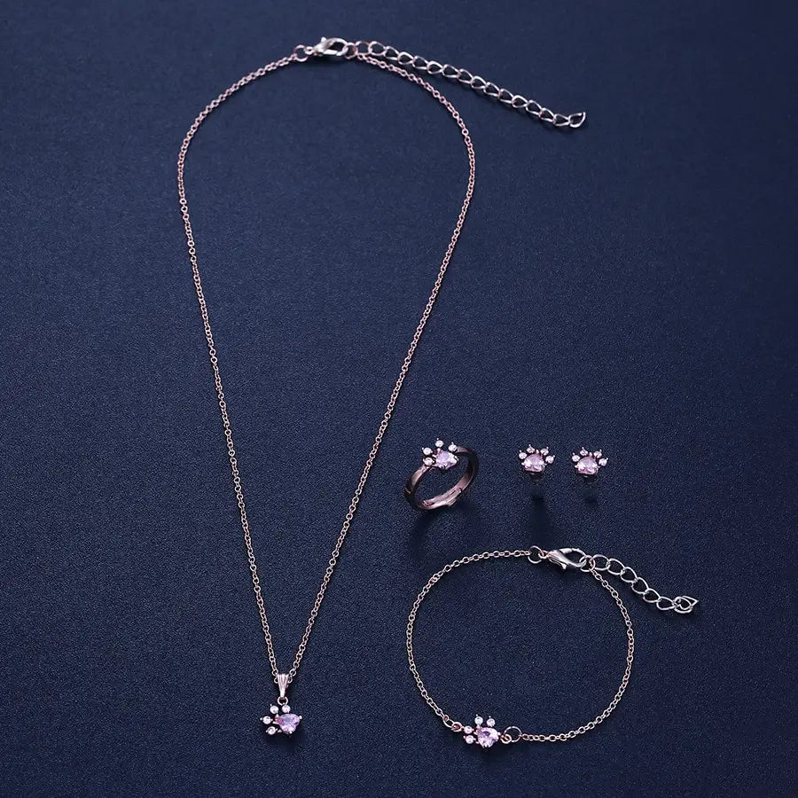 Animal Paw Ring Jewelry Set for Women